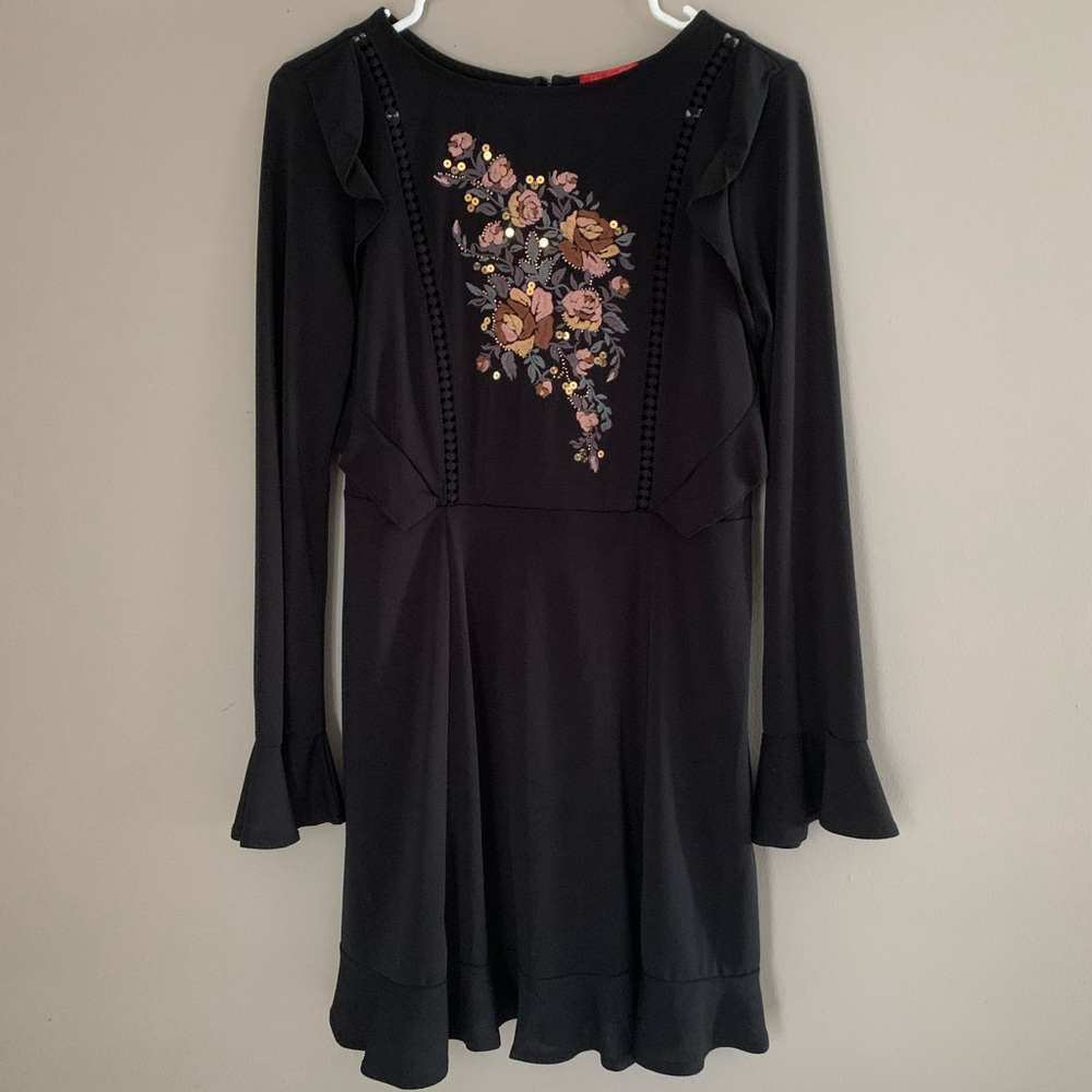 CHELSEA&VIOLET Long Sleeve Embroidered Mini Dress
